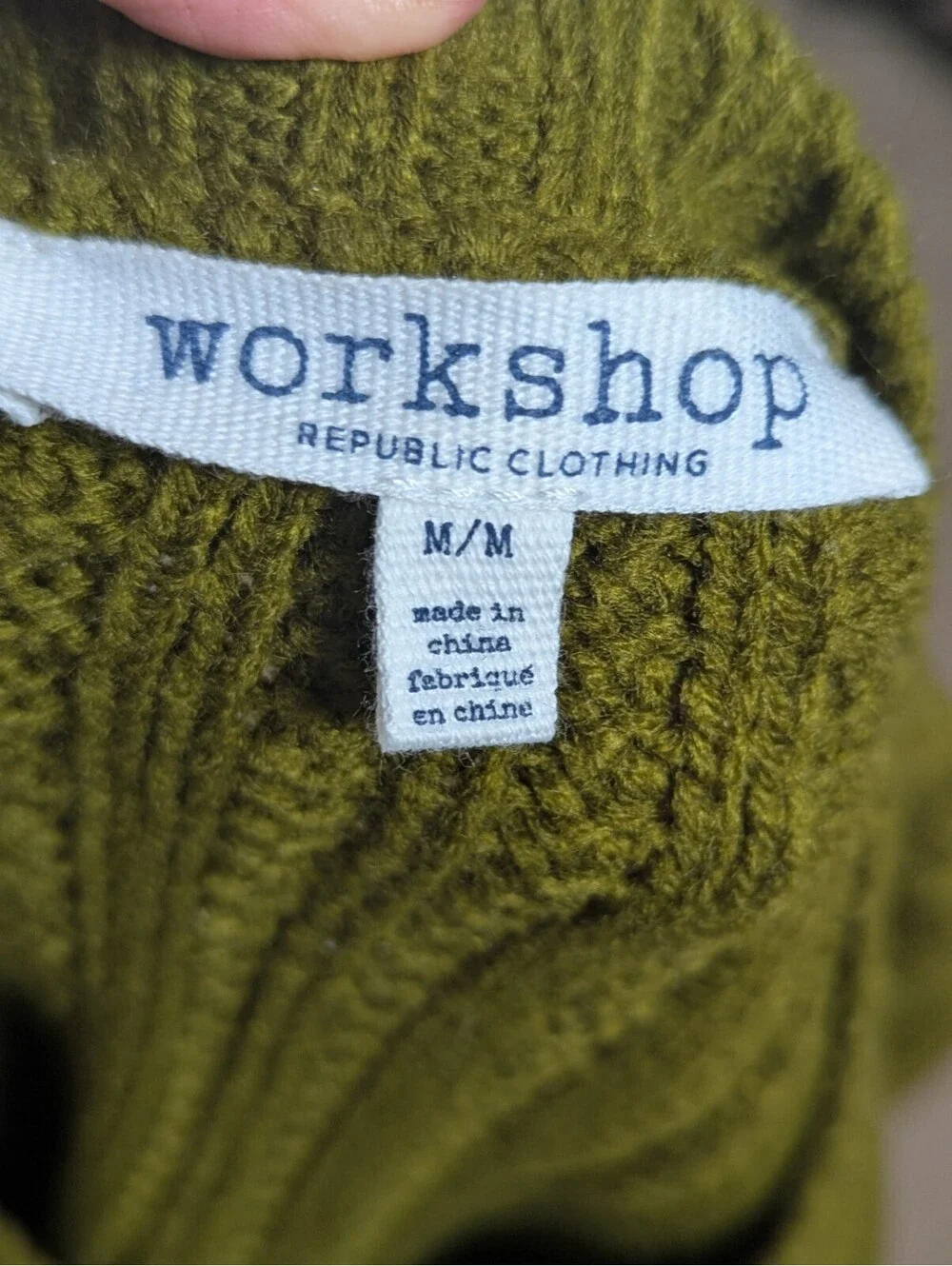 Workshop Knit Sweater Boho Olive Green Women's Size Medium Long Sleeve Pullover
